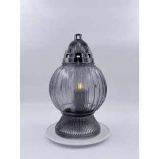 Znicz LED Szklany Grafitowy 32 cm – Nowoczesny i Elegancki - kopia