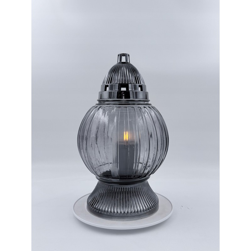 Znicz LED Szklany Grafitowy 32 cm – Nowoczesny i Elegancki - kopia