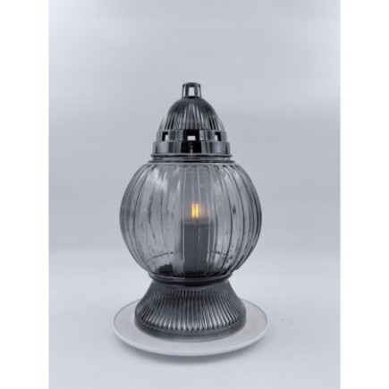 Znicz LED Szklany Grafitowy 32 cm – Nowoczesny i Elegancki - kopia