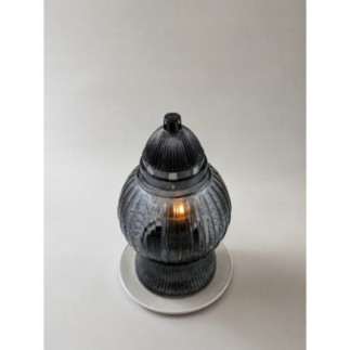 Znicz LED Szklany Grafitowy 32 cm – Nowoczesny i Elegancki - kopia
