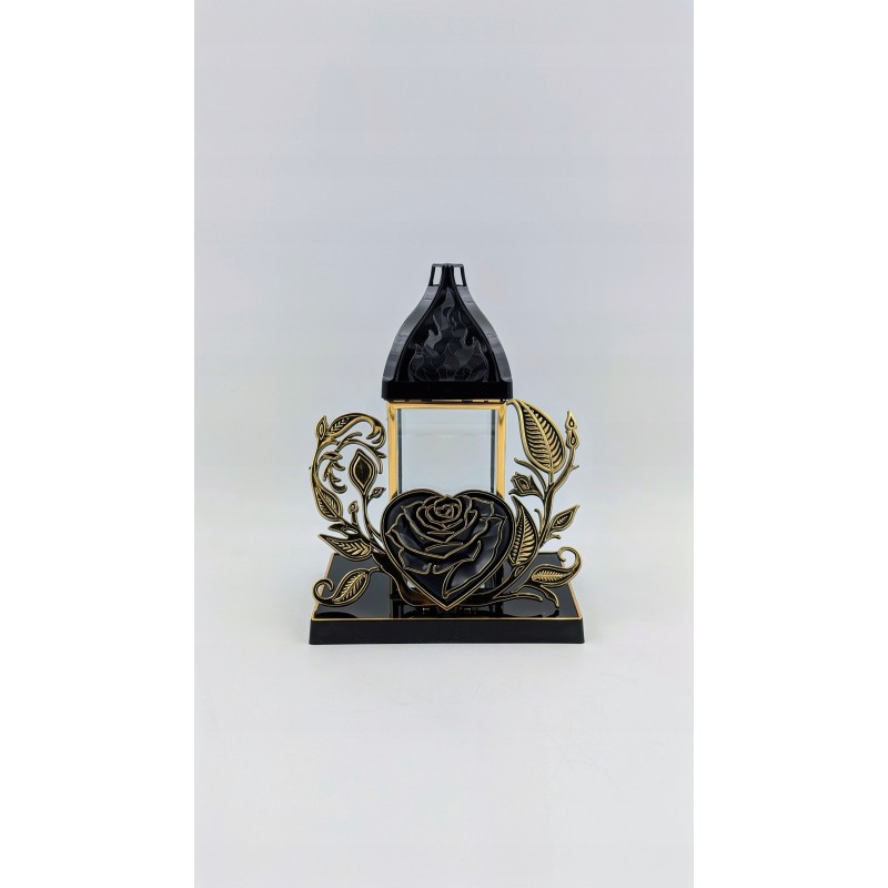 Znicz artystyczny kapliczka na grób Ekskluzywny Duży Lampion 28cm Złoto