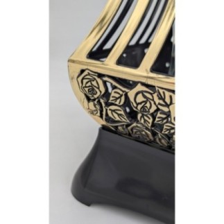 Znicz ALFA – Srebrno-Czarny z Motywem Róż | 34 cm | Elegancja