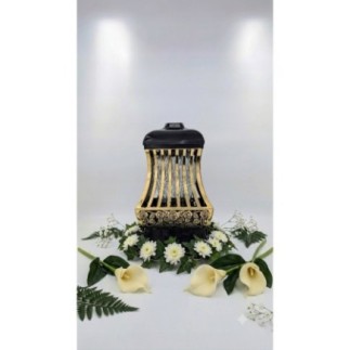 Znicz ALFA – Srebrno-Czarny z Motywem Róż | 34 cm | Elegancja