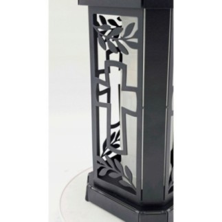 ZNICZ SOLARNY (ZMIERZCHOWY) Kapliczka na Grób CZARNA METALOWA - KRZYŻ 25 CM