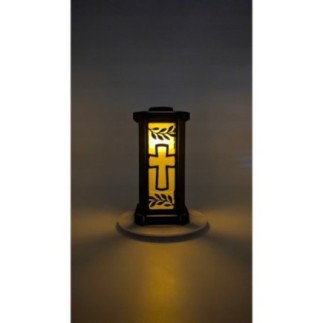 ZNICZ SOLARNY (ZMIERZCHOWY) Kapliczka na Grób CZARNA METALOWA - KRZYŻ 25 CM