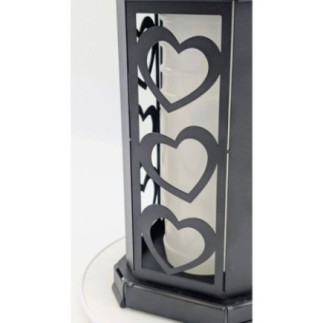 ZNICZ SOLARNY (ZMIERZCHOWY) Kapliczka na Grób CZARNA METALOWA - SERCE 25 CM