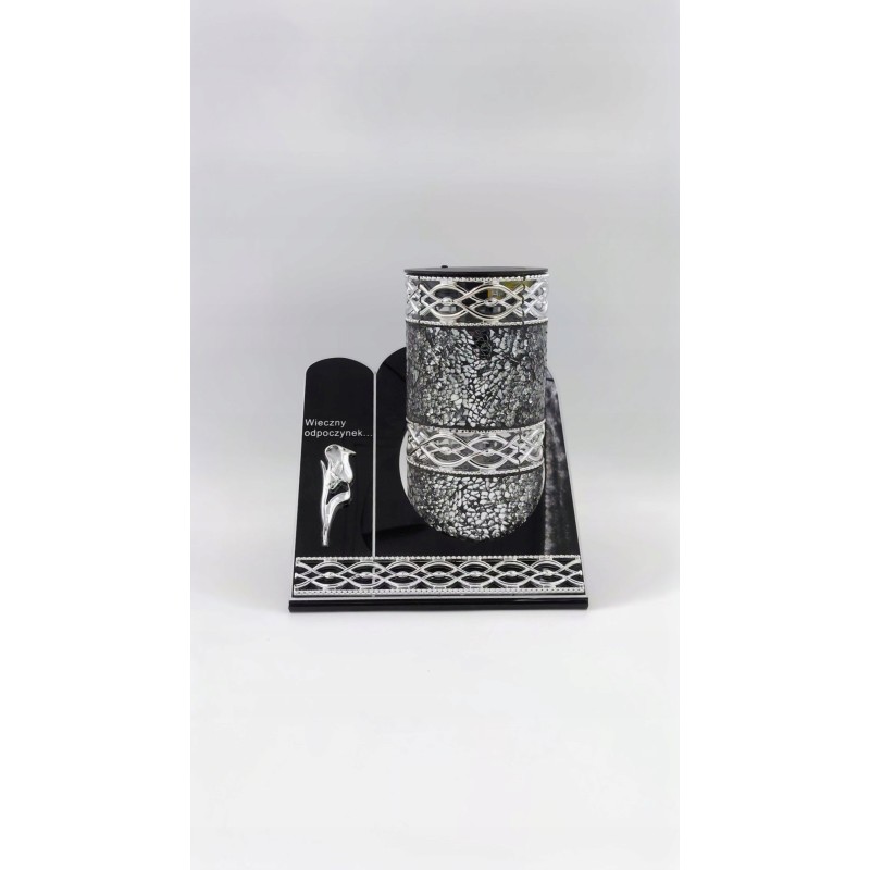 Znicz Ilumini srebrny akrylowy SOLARNY 25 cm