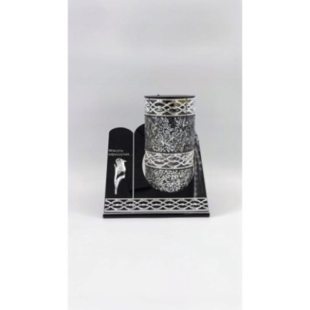 Znicz Ilumini srebrny akrylowy SOLARNY 25 cm