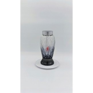 Znicz SOLARNY ZP 593 CAŁOROCZNY, Grafitowo-srebrny 27 cm - Czerwony płomień
