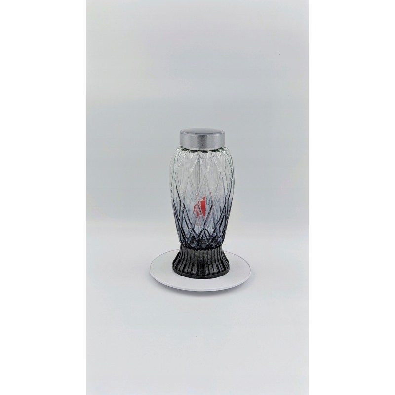Znicz SOLARNY ZP 593 CAŁOROCZNY, Grafitowo-srebrny 27 cm - Czerwony płomień