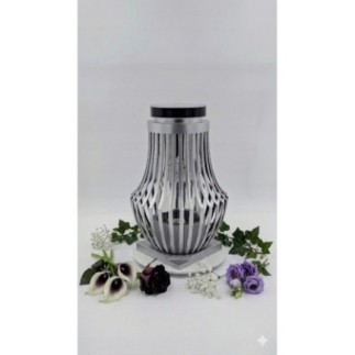 Znicz solarny SREBRNY Santa Marozza 32 cm parafinowy