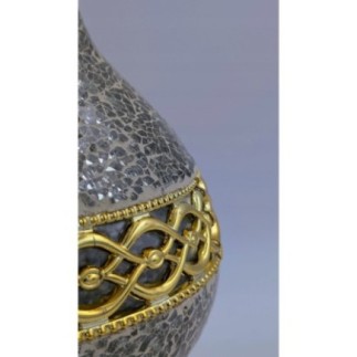 Znicz Ilumini parafinowy mozaika złoto/biały 31 cm