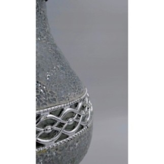 Znicz LED Ilumini witraż szklany biały 36 cm
