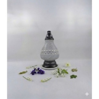 Znicz LED Ilumini witraż szklany biały 36 cm