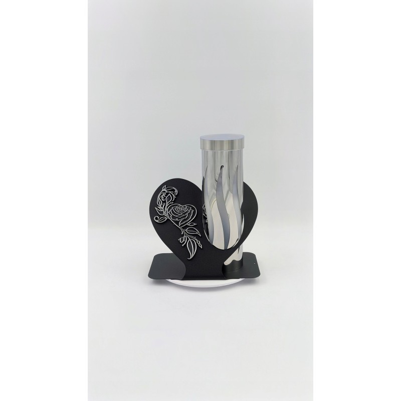 Znicz solarny metalowy LED czarno-srebrny