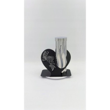 Znicz solarny metalowy LED czarno-srebrny