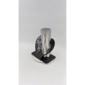 Znicz solarny metalowy LED czarno-srebrny