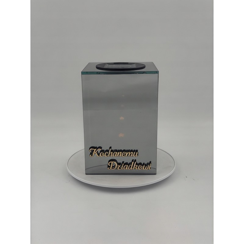 Znicz Solarny Lustrzany Lampion 3D Elegancki na Grób 12x12x17
