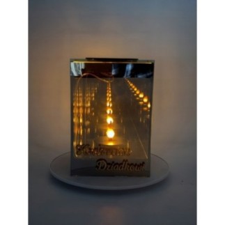 Znicz Solarny Lustrzany Lampion 3D Elegancki na Grób 12x12x17