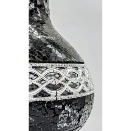 Znicz Karafka decor Ilumini led witraż czarno - srebrny 34cm